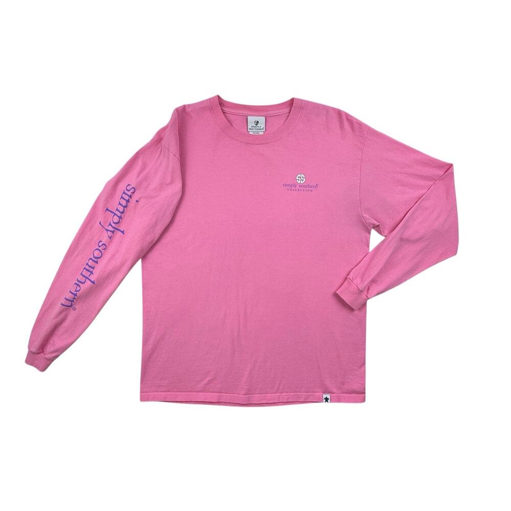 Simply Southern Pineapple Be Sweet Pink Long Sleeve Cotton T-Shirt Large - Picture 3 of 14